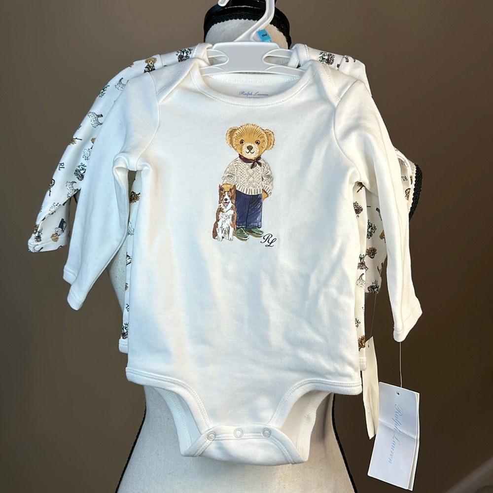 Ralph Lauren Polo Bear Cotton Bodysuit 2-pack - Picture 6 of 16